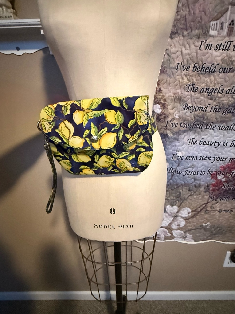 Patricia Nash Navy and Yellow Lemon Print Fanny Pack/wristlet